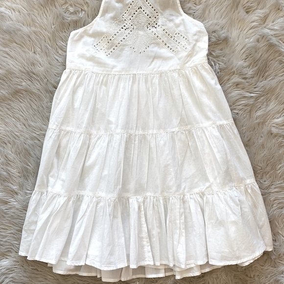 UO Head In The Clouds Crochet Neck Tiered Halter Mini Dress - Picture 9 of 16